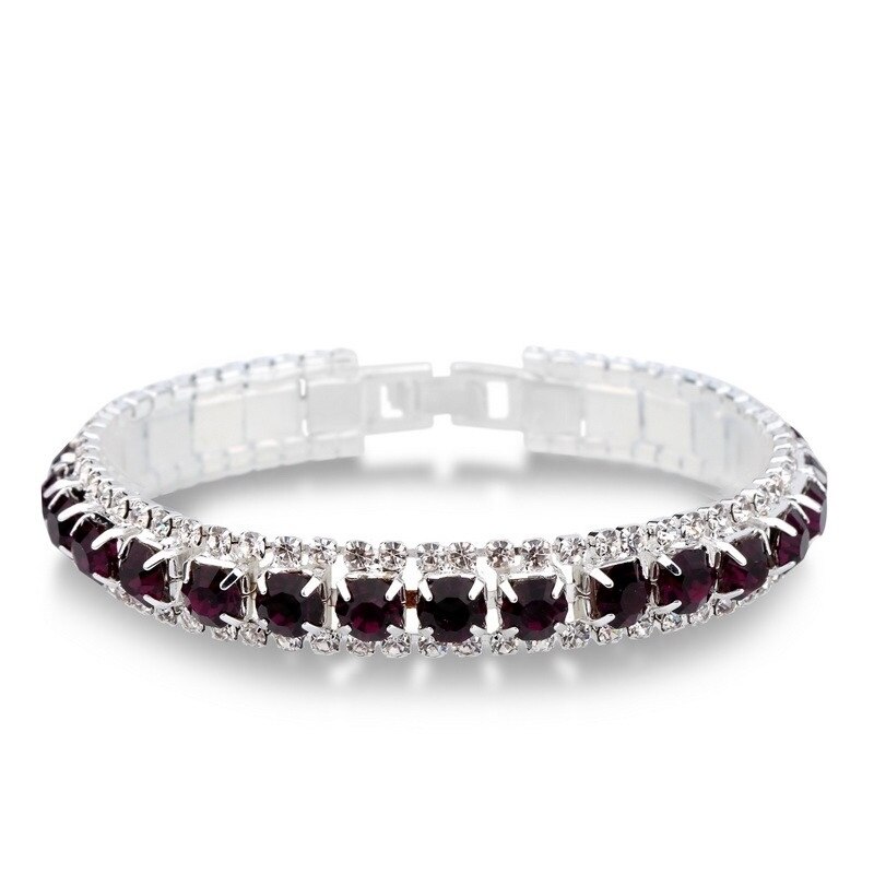 925 Sterling Zilver Silve Vrouwen Klassieke Sieraden Clear Red Cubic Zirkoon Armband &amp; Bangle: purple