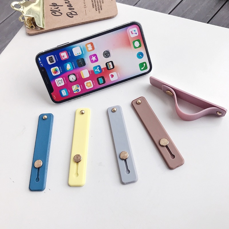 schlicht Farbe Handgelenk Band Hand Band Finger Griff praktisch Halfter Stehen drücken ziehen Universal- Telefon Sockel Halfter für Iphone