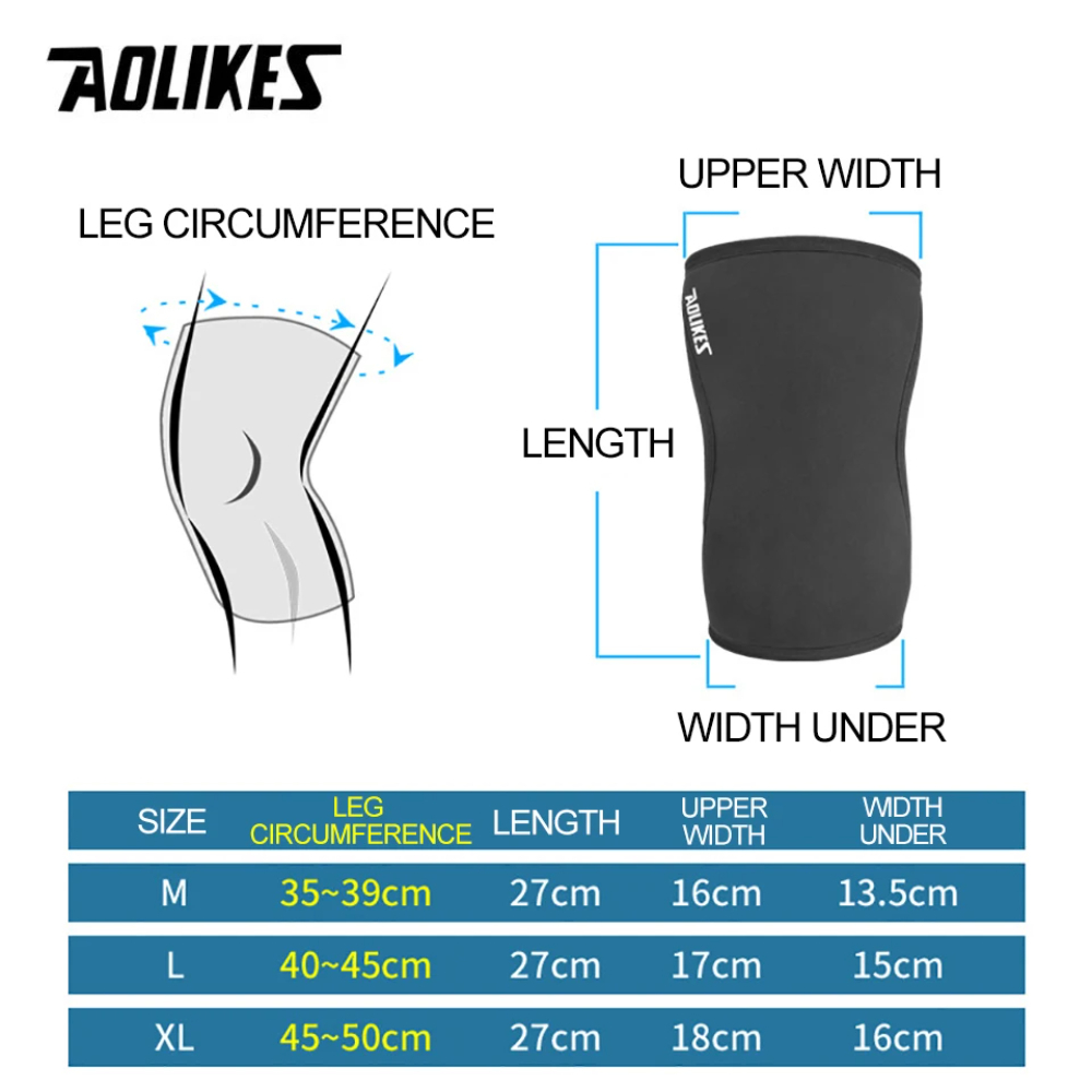 AOLIKES 1 Paar 7mm Neopreen Sport Kniebeschermers Compressie Gewichtheffen Druk Crossfit Training Kniebeschermers Ondersteuning Vrouwen Mannen