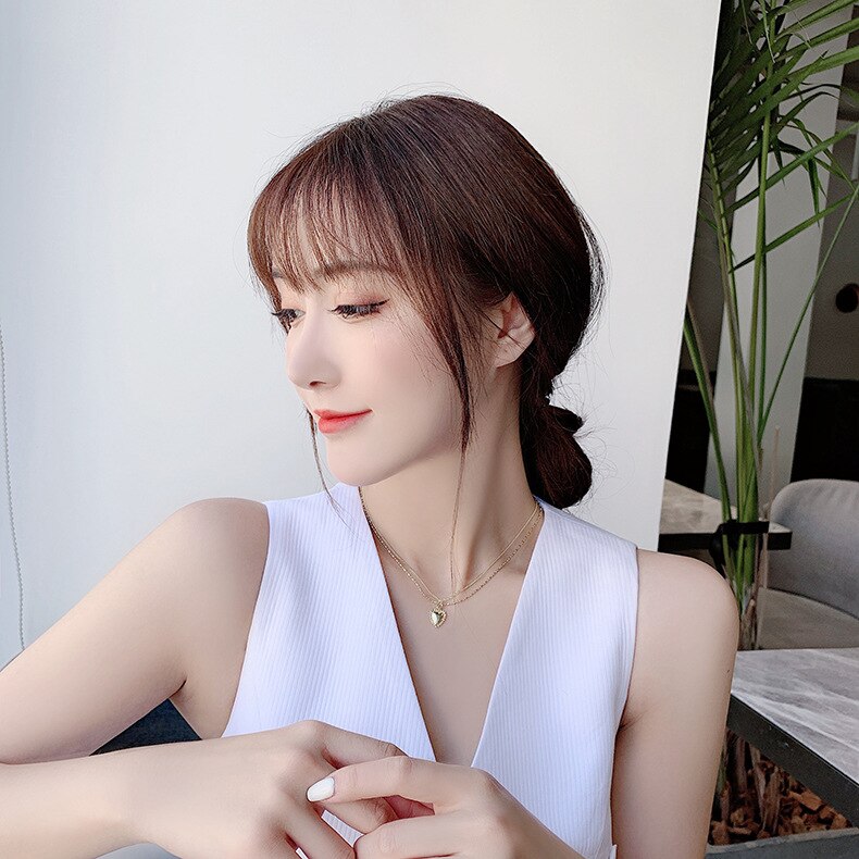Double Layer Necklace Women's chao wang Red Heart Pendant Choker Non-mainstream INS Simple Light Luxury Neck Ornament