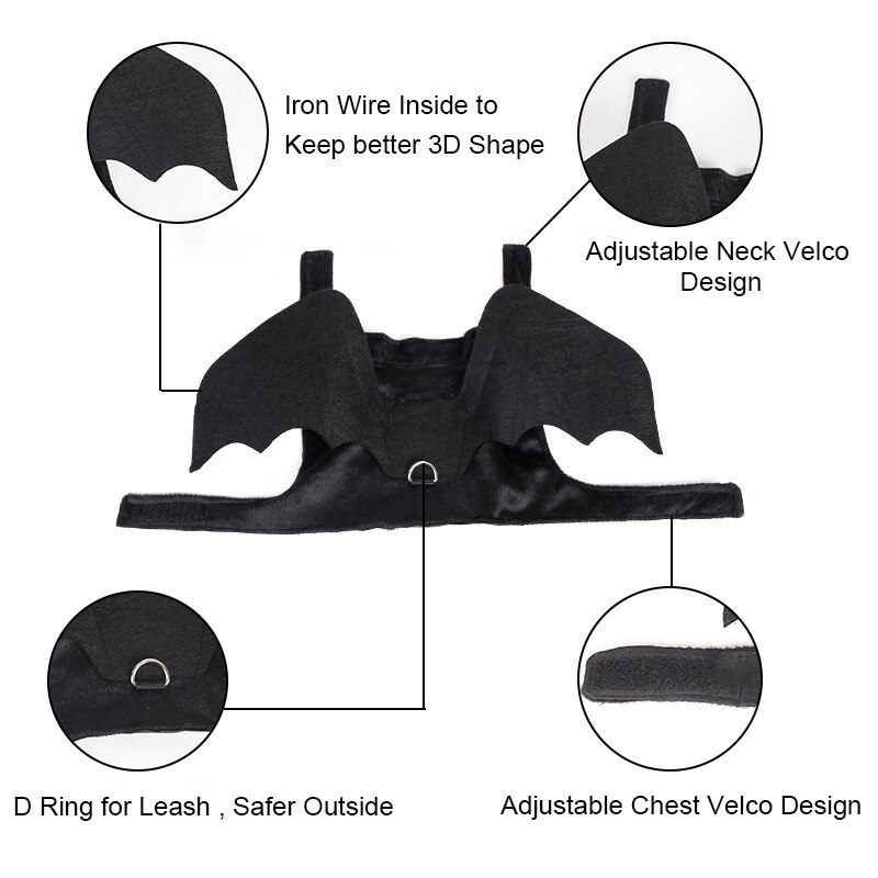 Halloween Bat Wing Hond Harnas voor Halloween Party Hond Kostuum Cosplay Vest Harnassen Voor Honden Funny Huisdier Producten Accessoires