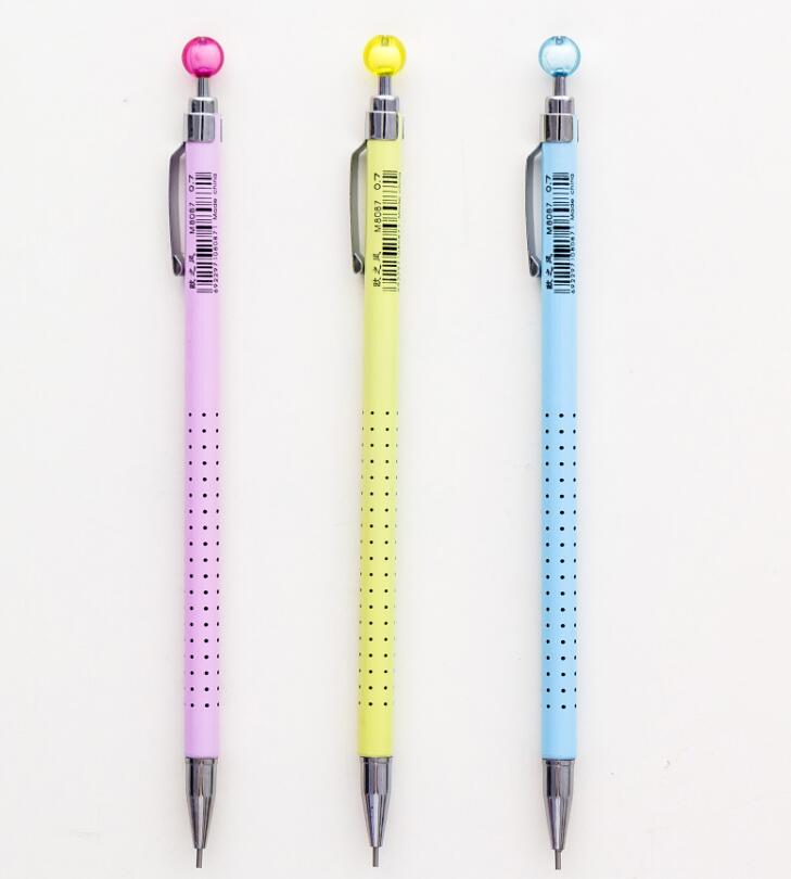 4 stks/partij Dot Bal Vulpotlood Leuke 0.7mm Automatische Tekening Pen School schriftelijk Leveringen Briefpapier: B