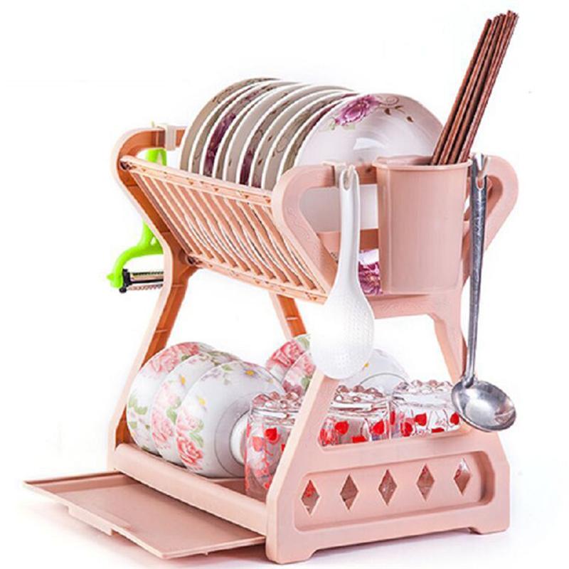 Kitchen Storage Rack Multifunctional Dish Drain Rack Kitchen Utensil Holder Plastic Dish Drainer Home Storage Rack