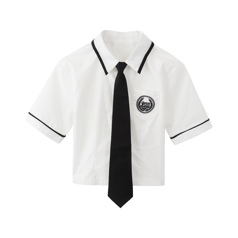 2022 japanese and korean style college style school costume suit high waist hip wrap skirt girl jk uniform daily two-piece set: color1 shirt and tie / M