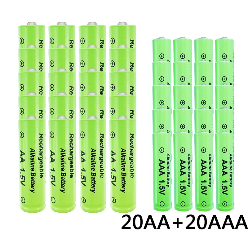 AA + AAA rechargeable AA 1.5V 3800mAh/1.5V AAA 3000mah Alkaline battery flashlight toys watch MP3 player replace Ni-Mh battery: 40pcs