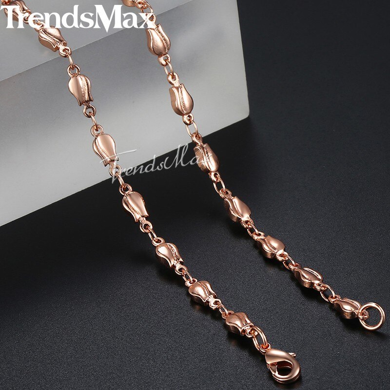 4 Mm Neckalce Voor Vrouwen Meisjes 585 Rose Gold Bud Ketting Vrouw Mode-sieraden Valentines 45 Cm 50 Cm 55 Cm GN226A