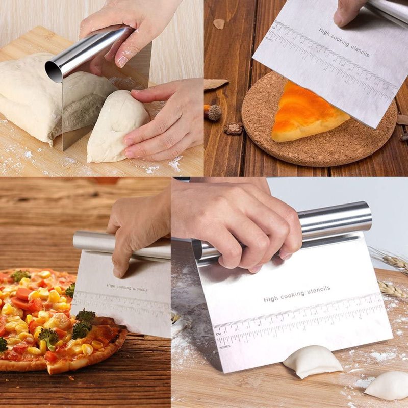 ANAEAT 1pc Stainless Steel Smoother Cake Scraper spatula Pizza Dough Cutter Flour Pastry scraper Cake Decoration Tool