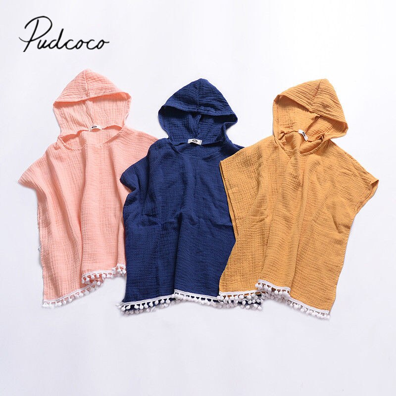 Brand Toddler Child Kids Baby Girl Long Cape Dress Hooded Tassel Solid Cotton Cloak Poncho Jumper Cape Clothes 6M-4T