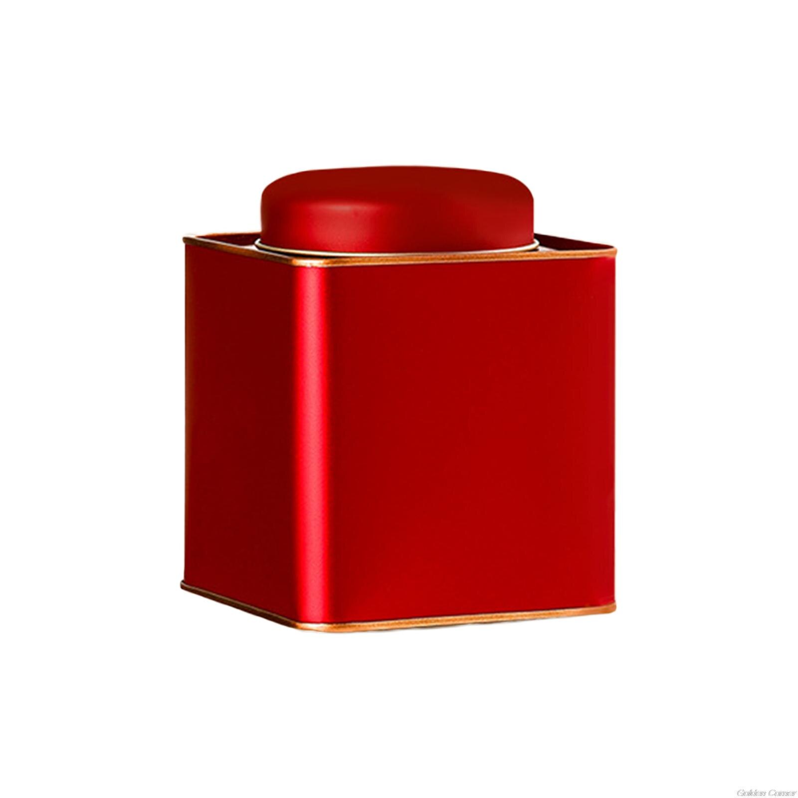 Metal Tinplate Box Square Tea Jar Container Green Tea Storage Box Cans for Food Coffee Herb Candy Chocolate Sugar Spices M21 22: -R01