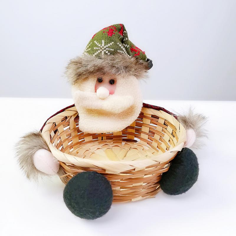 Christmas Ornaments Imitation Bark Candy Basket Old Man Doll Snack Storage Apple Basket Home Decorative Supplies: Type B 01
