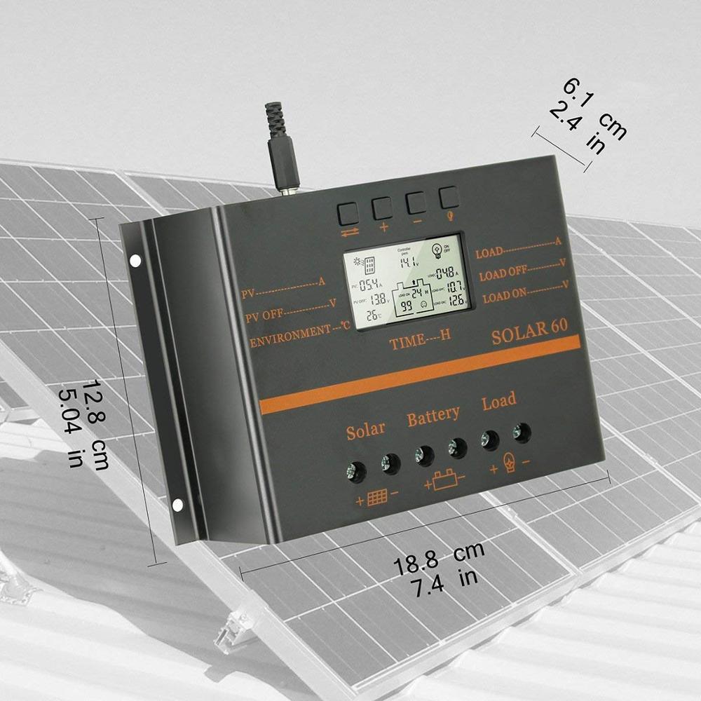 PowMr 60A 80A PWM Solar Charge Controller 12V 24V Auto Battery Solar Controllers Light Timer Control Solar Regulator