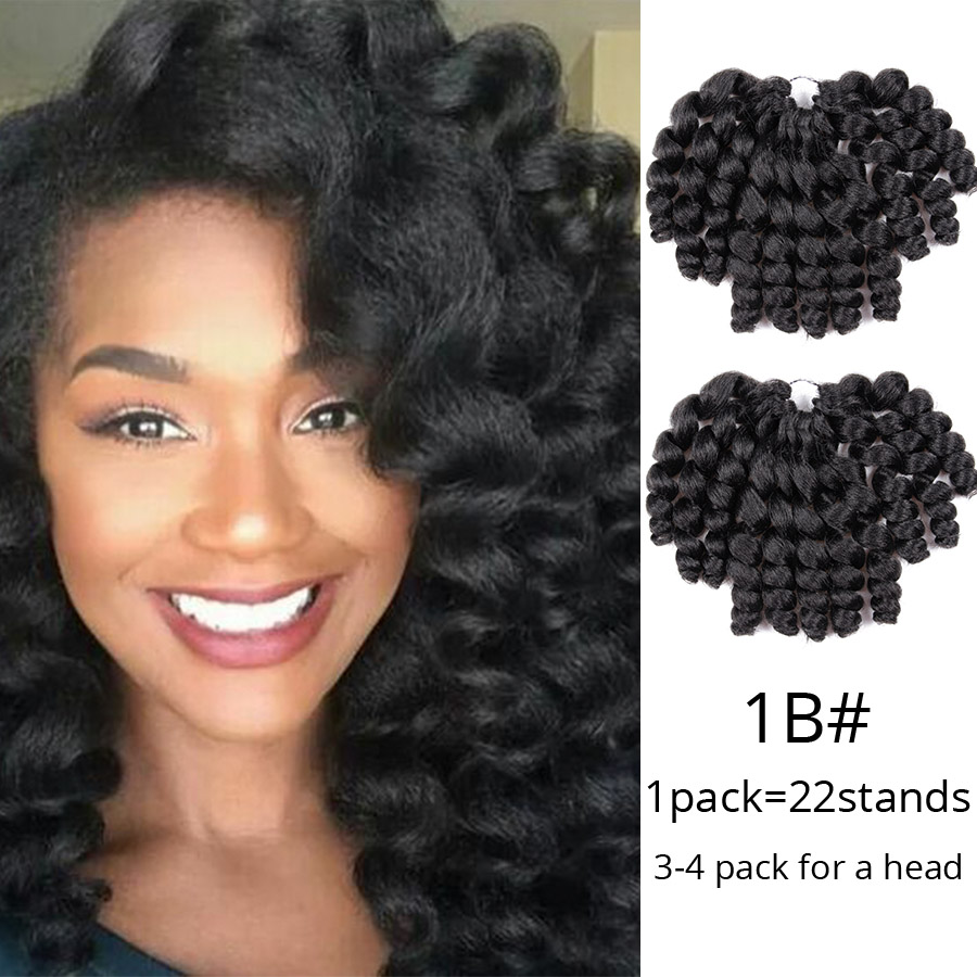 Leeons Jumpy Wand Curl Hair Extension For Braids Jamaican Bounce Crochet Hair Jumbo Braid Synthetic Braiding Hair For Women: #1B