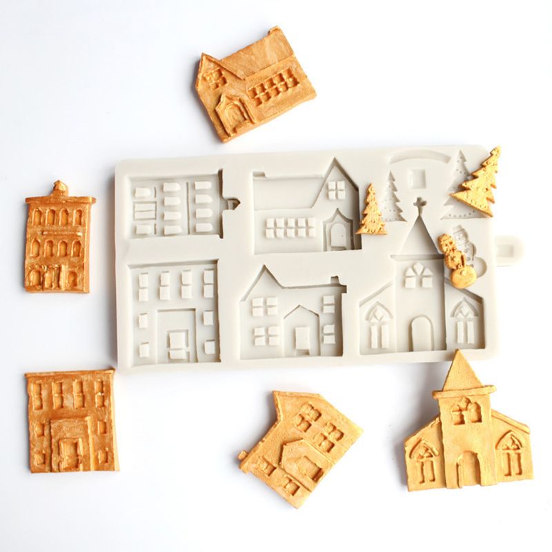 3D Kerst Huis Siliconen Mal Fondant Taart Decoreren Gereedschappen Chocolade Gips Sugarcraft Bakvorm