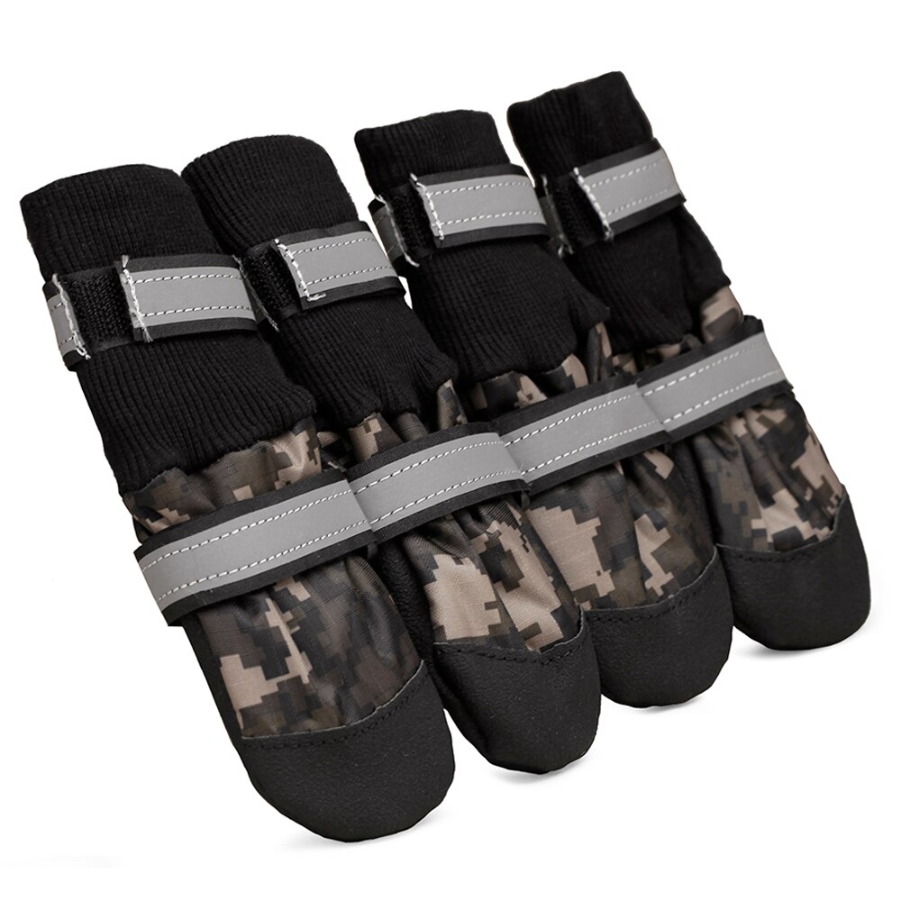 Lightweight Paw Protector Dog Boots Soft Non-Slip Leather Sole Waterproof Big Dog Shoes for Comfort and warm in 4 Sizes