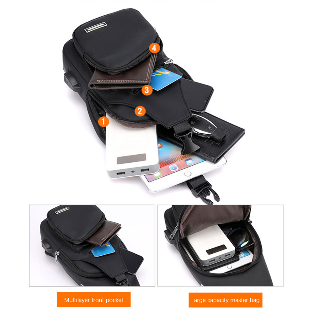 Bolso cruzado informal para hombre, bandolera de hombro a la con múltiples bolsillos, antirrobo, bandolera deportiva para el pecho, mochila para exteriores