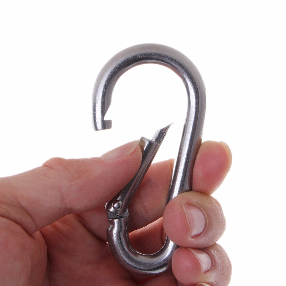 304 Stainless Steel Spring Carabiner Snap Hook Keychain Quick Link Lock Buckle