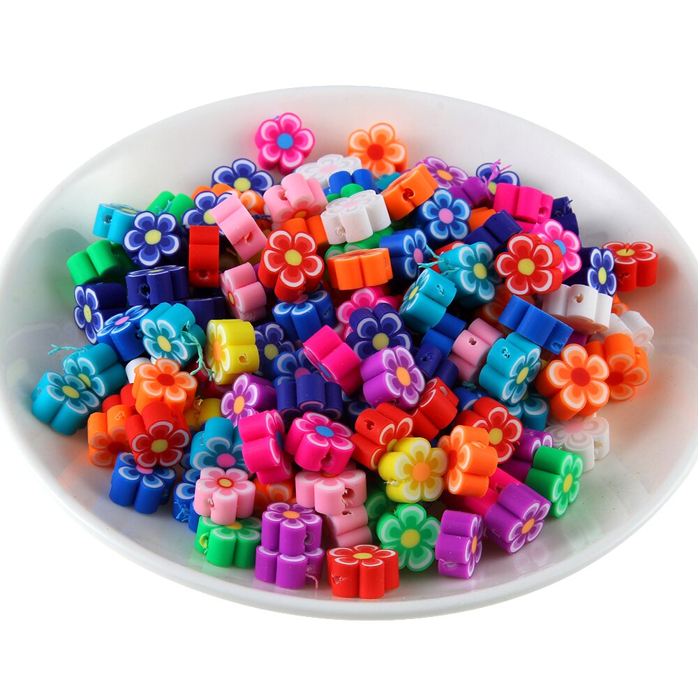 100Pcs/lot DIY Jewelry Polymer Clay Beads Flower Pieces Mix color Bracelet Accessory Slices Jewelry Making