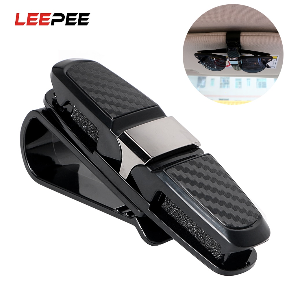 LEEPEE Car Sun Visor Sunglasses Holder Ticket Card Clamp Fastener Cip Portable ABS Eyeglasses Clip Universal Car Glasses Cases