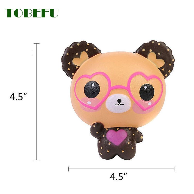 Tobefu stressreliever duftende squishy søte briller bjørn squishies sjarm super sakte stigende klemme leker