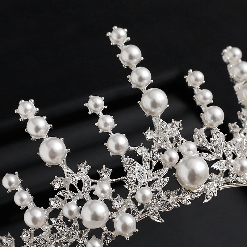 Handgemachte Kristall Perle Kostüm Schmuck setzt Strass Kronen Braut Frauen Hochzeit Schmuck einstellen Halskette Ohrringe Tiara