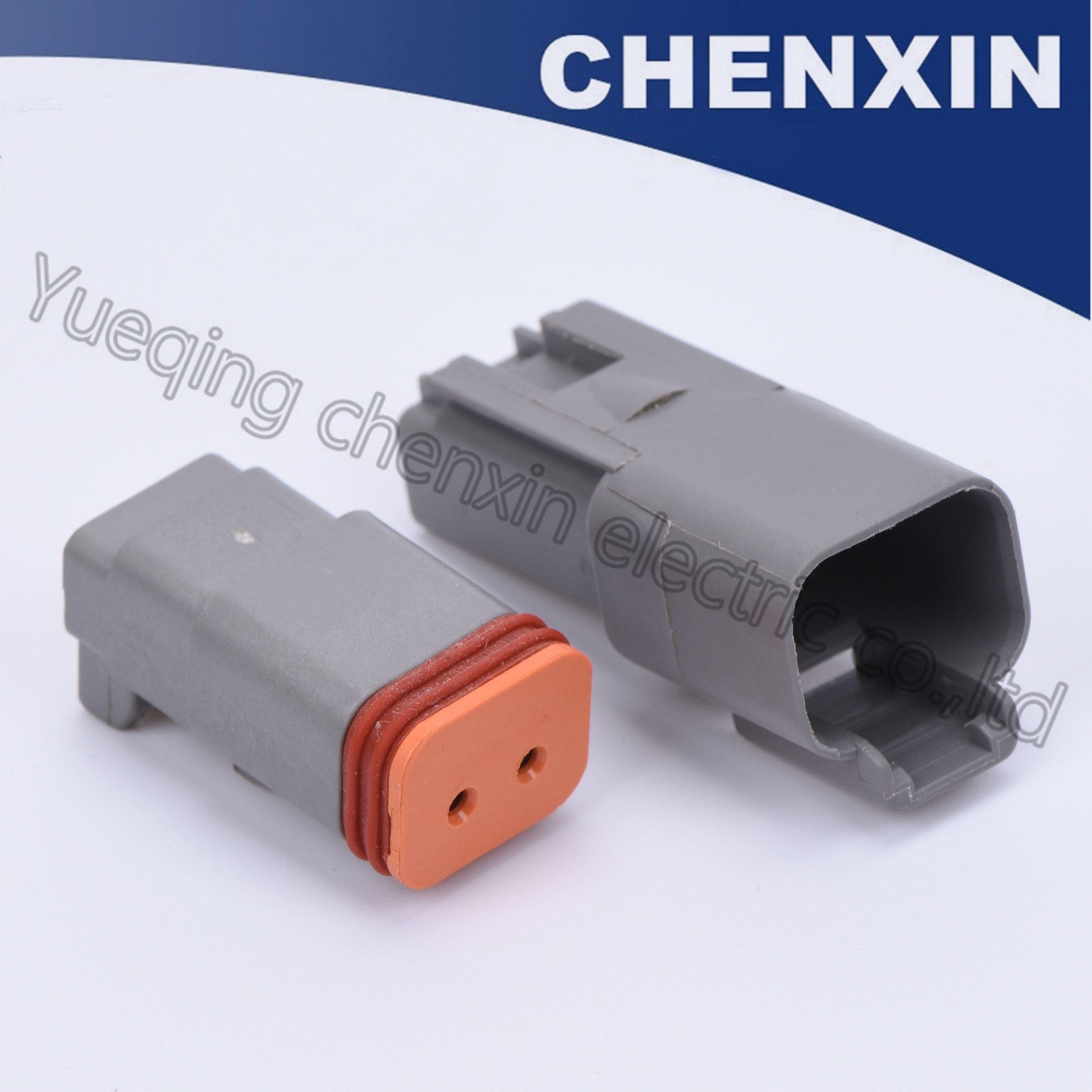 Gray 2 pin car waterproof auto connectors Deutsch 2p female and male 1.5 DT series With machined solid terminal DT06-2S DT04-2P