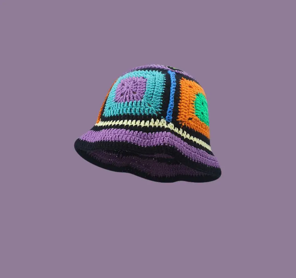 INS Korea Handmade Crochet Bucket Hats for Women Y2k Vintage Summer Beach Hat Flower Hollow Knitted Bob Sombreros Bonnet Caps: army green