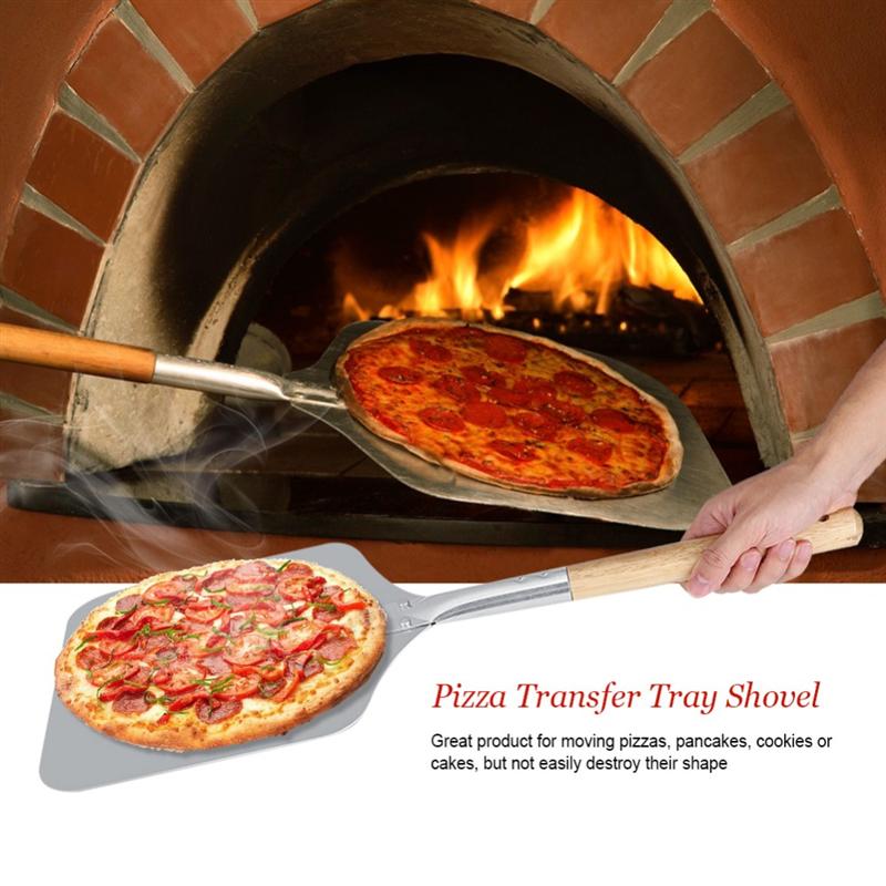 66cm Aluminium Pizza schälen Schaufel mit Holzgriff Pizza Schaufel Backen Werkzeuge Küche Käse Cutter Schalen Heber Werkzeug