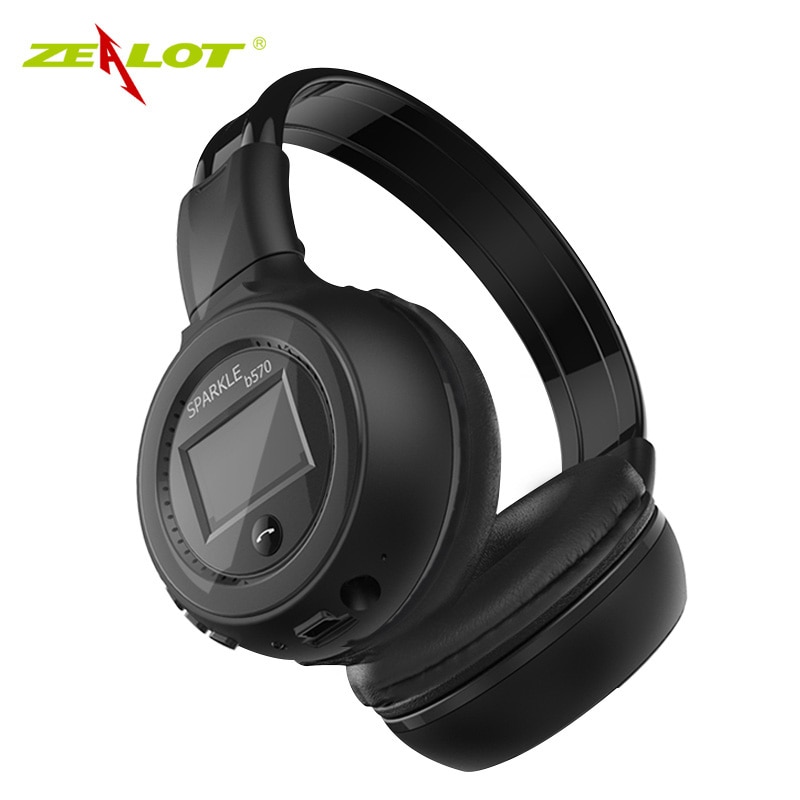 ZEALOT B570 Deep Bass Bluetooth Headset FM Radio HIFI Noise Reduction Wireless Stereo Music Headphone with MIC LED Screen