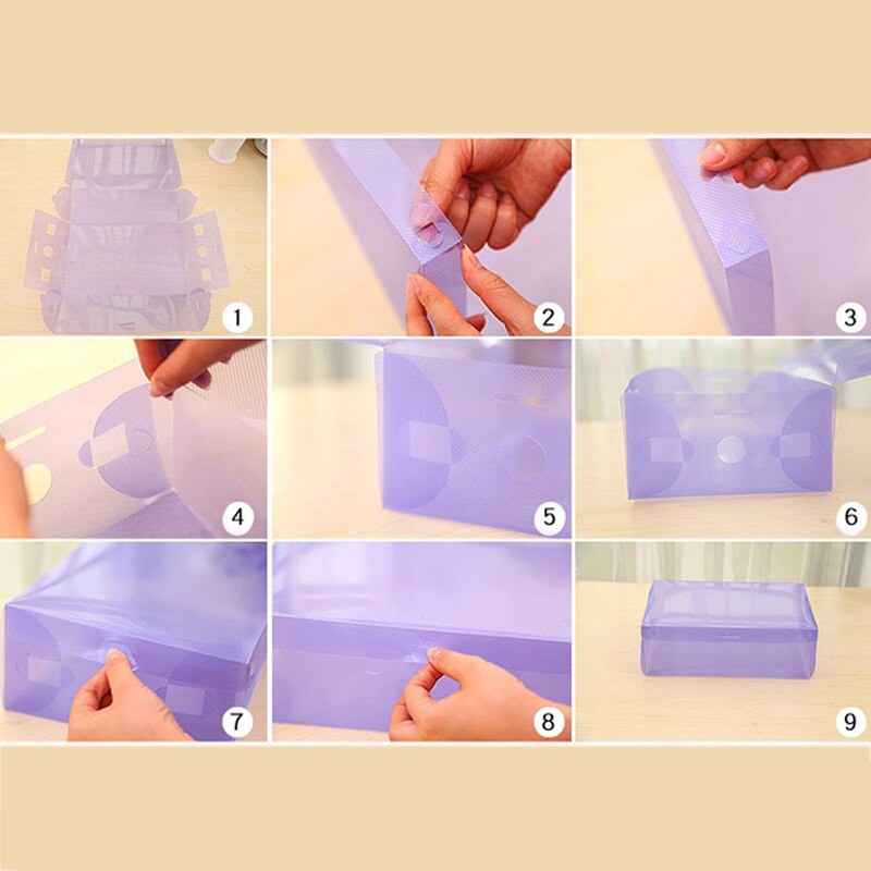 Transparante plastic schoenendoos, opvouwbare schoenendoos, organizer, badkamer, balkon, diverse opbergruimte, huis, benodigdheden