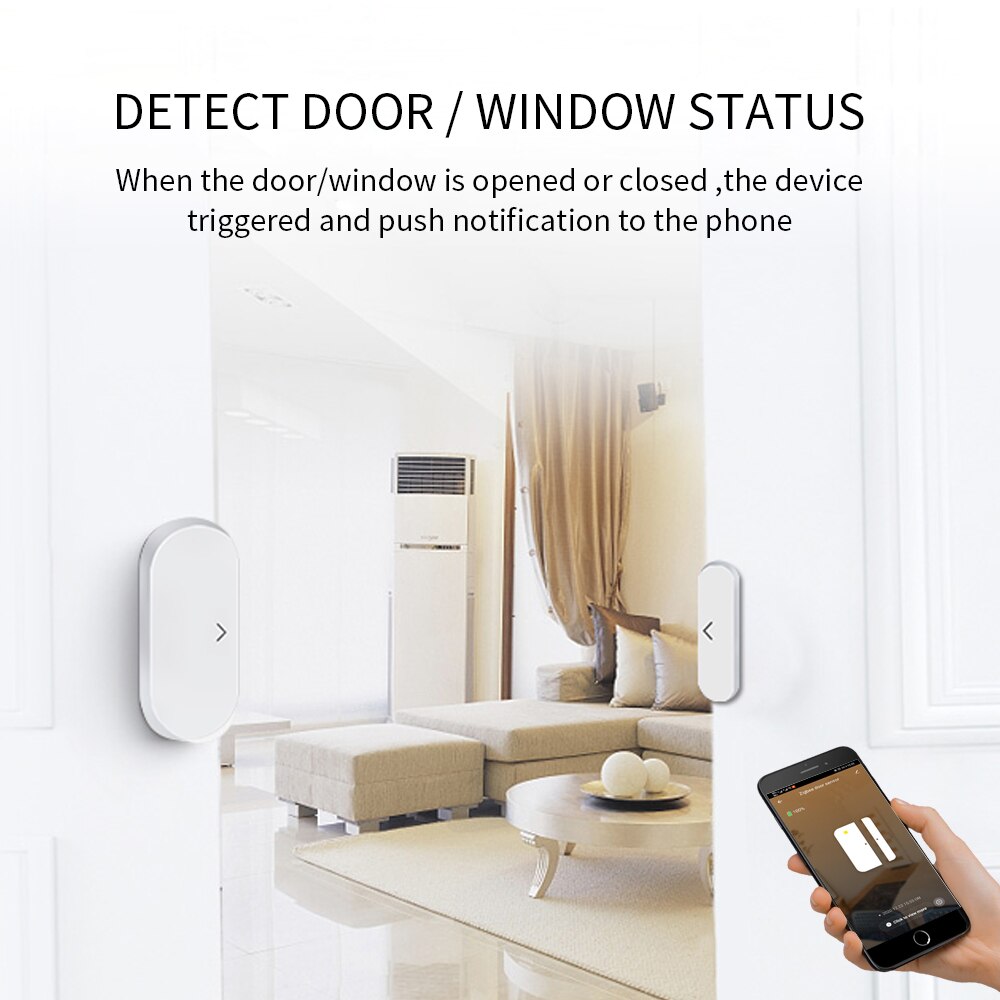 Zigbee Smart Window Door Sensor Open / Closed Detectors Home Security Alarm Sensor Tuya App News push support Alexa Google Home