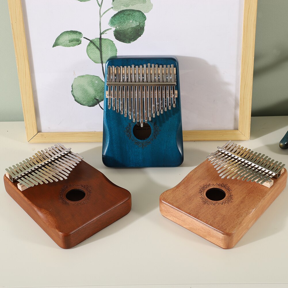 17 Keys Wooden Kalimba Mahogany Thumb Finger Piano Mbira with Tuning Hammer Sticker for Beginner Percussion Musical Instrument