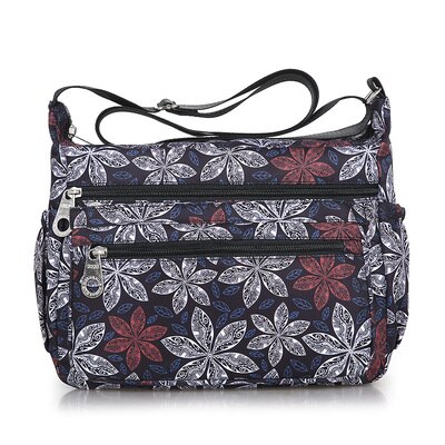 Women Solid Color Zipper Waterproof Nylon Shoulder Bag Floral Crossbody Bag Bolsa feminina: 5