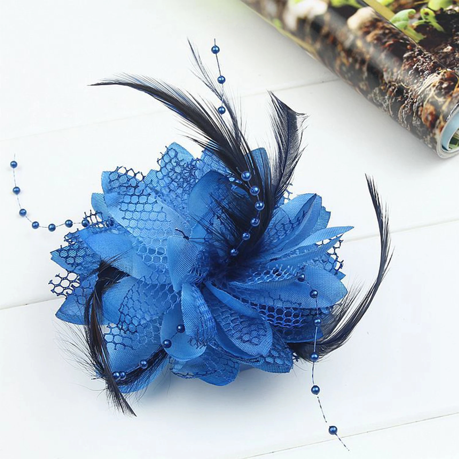 Mode Bloem Veer Bruiloft Haar Tovenaar Kraal Corsage Haarspeldjes Bruids Haarband Broche Pin Bloemen Gasten Noiva Haarspeldjes: WHITE