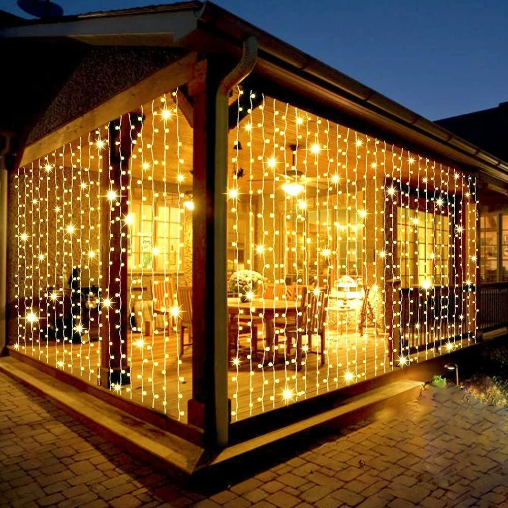 1 Packung Solar--Vorhang-Lichterkette – 8 Beleuchtungsmodi für draussen, Hochzeiten, Partys und Gärten – Valentinstag, Osterdekoration