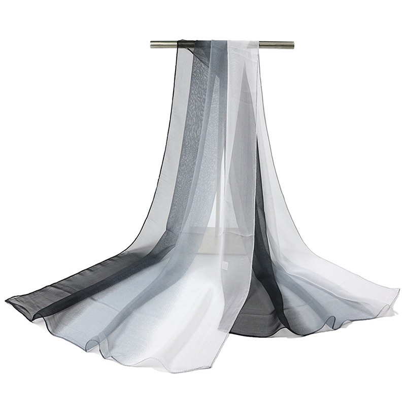 160*50cm Farbverlauf Chiffon Schal Damen lange Wickel und Schals Dame Frühling Herbst Schals Bandana Hijab gestohlen: Braun