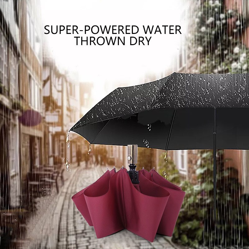 Automatic 3 Folding Aureate Handle Big Umbrella Rain Women Luxury Windproof Stand UV Umbrella Ideas Paraguas