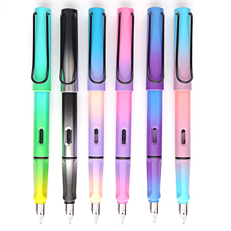 Rainbow Gradient Color Fountain Pen 0.5mm Ink Pen for Writing Calligraphy Student Office School Supplies Kawaii Stationary