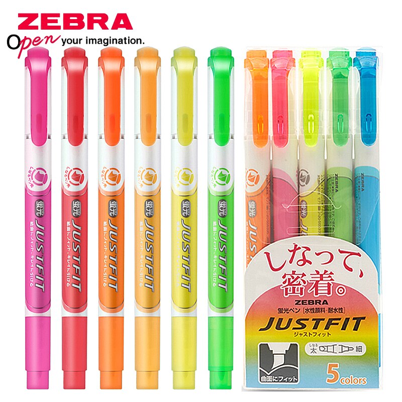Japan Zebra Kleur Markeerstift WKT17 Dubbele Kop Schuine Tip Pen Student Met Soft Tip Marker Marker