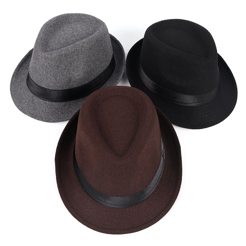 Herfst Wol Fedora Jazz Hoed Mannen Chapeu Panama Masculino Sombrero Mujer Vrouwen Vilten Hoeden Man Bowler Vintage Zwarte Retro cap