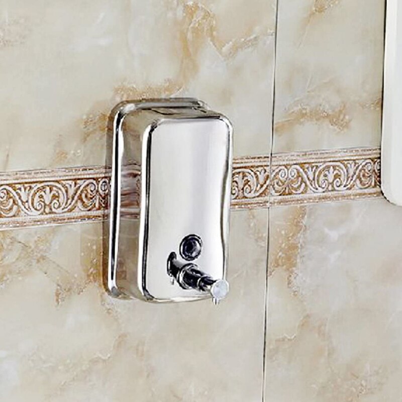 500ml Stainless Steel Wall Mounted Manual Soap Dispenser Manual Push Soap Dispenser Kitchen Bathroom Cleaning Tools Home Hotels