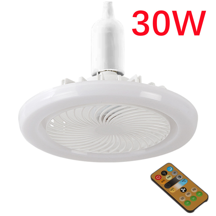 30W 3In1 Ceiling Fan With Lighting Lamp Electric Fan E27 Converter Base With Remote Control For Bedroom Living Silent AC85V-265V: black