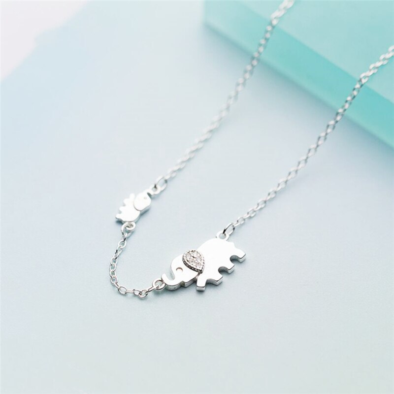 Olifant Leuke Korte Sleutelbeen Ketting Hanger Retro 925 Sterling Zilver Temperament Vrouwelijke Ketting SNE146