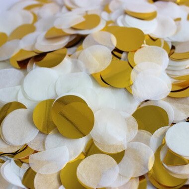 25gm 1cm Paper Black White Yellow Confetti round wedding Birthday Party Decor Bachelor party filer Table event party Supplies: white-gold