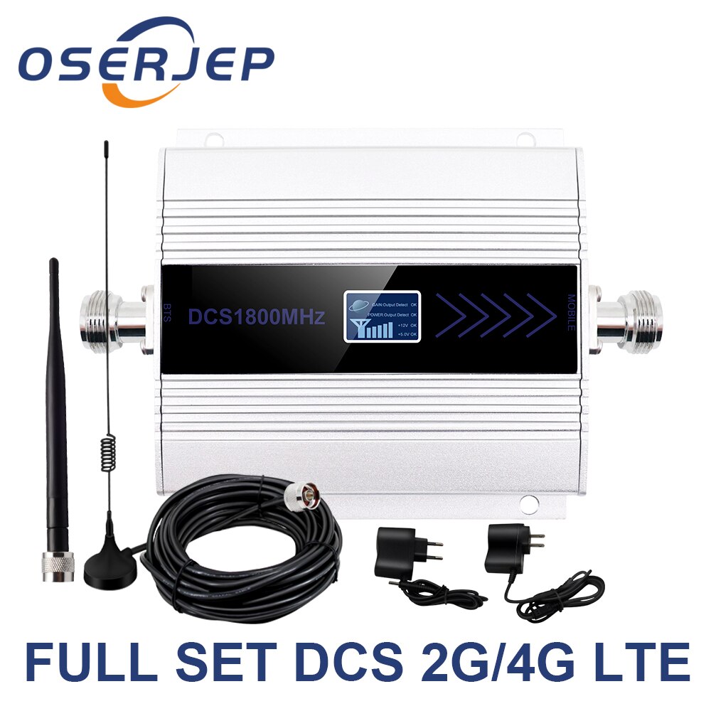 2g 3g 4g repeater 850/900/1800/2100 mhz forstærker 2g 4g gsm dcs signal repeater cellulær signal booster forstærker + antenne: 1 sæt 1800 mhz