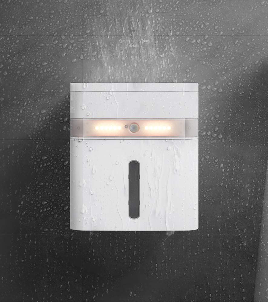 STOMMIHO Wall Mounted Toilet Paper Holder With Smart Sensor LED Lighting Waterproof Large Capacity Bathroom Tissue Storage Box