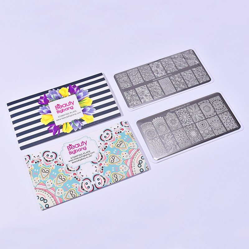 2 st beautybigbang nagelskrivare stämplingsmall set djur blomma träd ringbild nagelkonst stämpel stencilplattor: Zhsp 1723