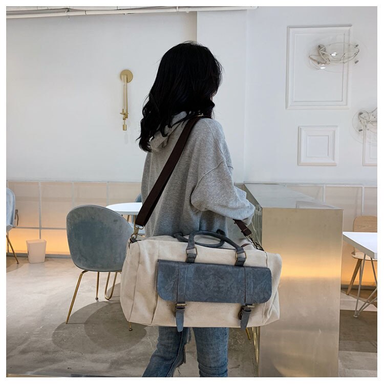 Canvas sport- en fitnesstassen voor dames, heren, sporttas, grote capaciteit, outdoor trainingstas, multifunctionele schoudertas