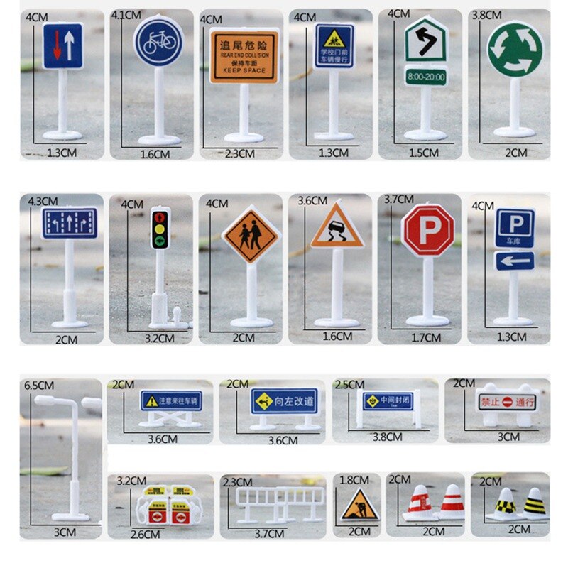 28Pcs Leuke Kinderen Vroege Educatief Speelgoed Stad Road Gebouwen Parking Kaart Verkeer Verkeersborden Stad Kaart Accessoires A-G: traffic signs-B