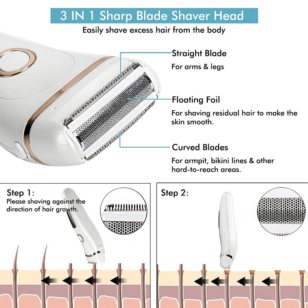 Electric USB Rechargeable Hair Epilator Arm Leg Armpit Body Hair Remover Shaver Body Face Neck Leg Hair Removal Tool Trimmer