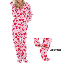 Women Fleece Printed Onesie Abdl Footed Sleeper Adult Footed Pajamas